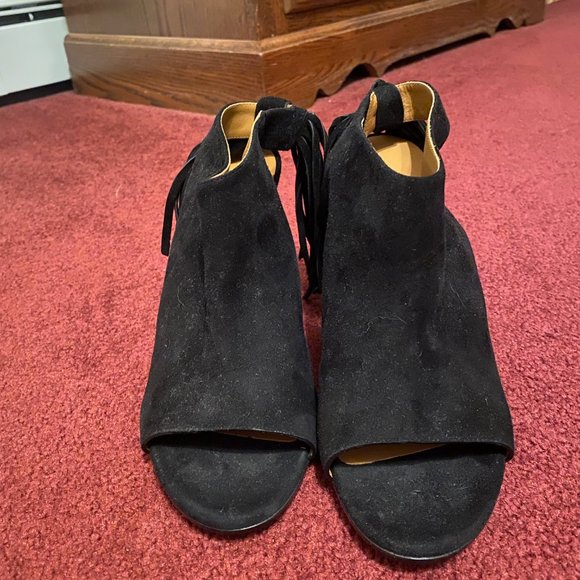 Chloé Wedged Suede Fringed Open Toe Sandals (Never Worn) - Picture 3 of 4